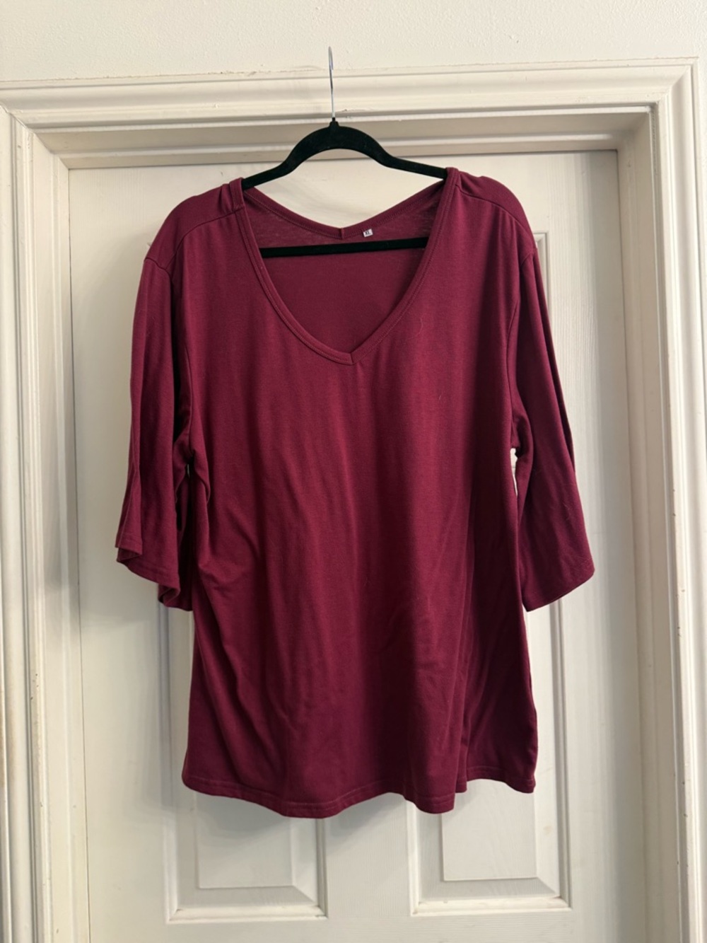 SHEIN V-Neck Short Sleeve Tee - Wine
